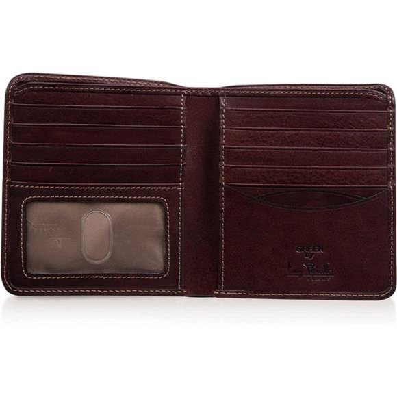 Men's Italian Leather Bifold Wallet w/ Card Holders Pockets ID Window -Tanned